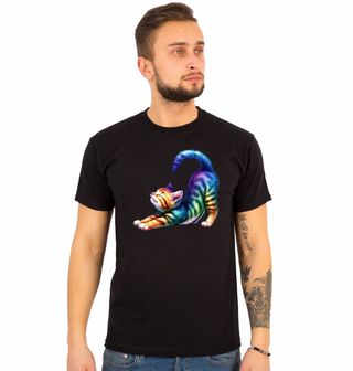 Obrázek 1 produktu Pánské tričko Protahující se Duhové Kotě