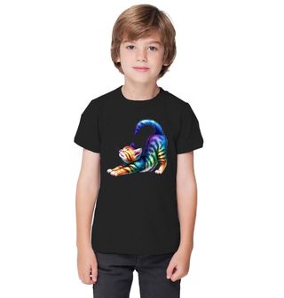 Obrázek 1 produktu Dětské tričko Protahující se Duhové Kotě