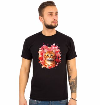 Obrázek 1 produktu Pánské tričko Zrzavá Mourovatá Kočka mezi Srdci