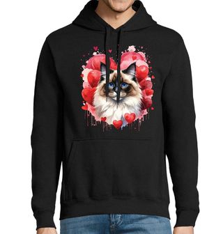 Obrázek 1 produktu Pánská mikina Kočka Ragdoll mezi Srdci