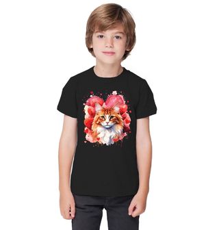 Obrázek 1 produktu Dětské tričko Oranžová Kočka mezi Srdci