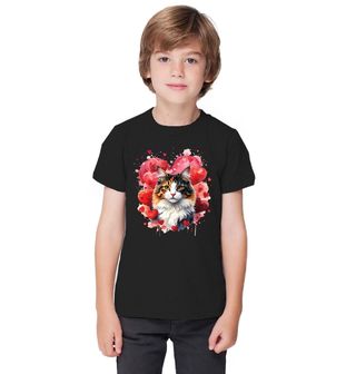 Obrázek 1 produktu Dětské tričko Kočka Calico mezi Srdci