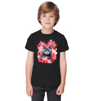 Obrázek 1 produktu Dětské tričko Britská krátkosrstá Kočka mezi Srdci