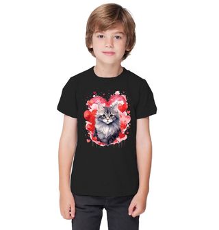 Obrázek 1 produktu Dětské tričko Britská dlouhosrstá Kočka mezi Srdci