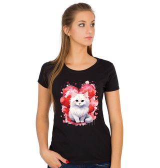 Obrázek 1 produktu Dámské tričko Angorská Kočka mezi Srdci