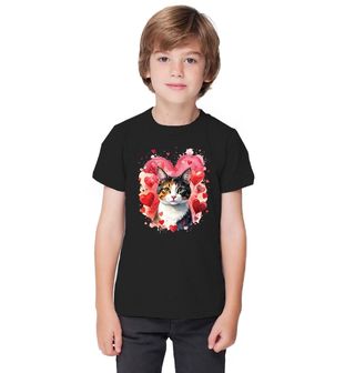 Obrázek 1 produktu Dětské tričko Tříbarevná Kočka Calico mezi Srdci