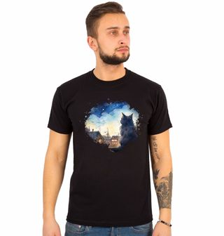 Obrázek 1 produktu Pánské tričko Šedá Kočka na Střeše