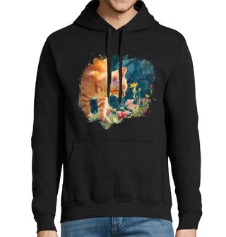 Obrázek 1 produktu Pánská mikina Oranžová Kočka mezi Květinami