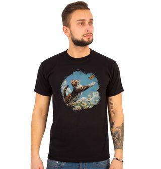 Obrázek 1 produktu Pánské tričko Kočka a Motýl mezi Kopretinami