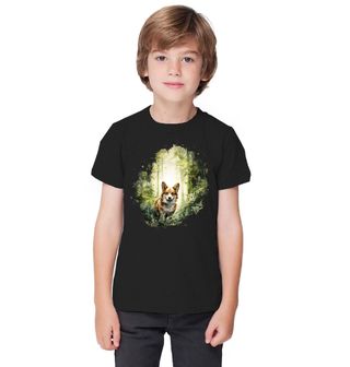 Obrázek 1 produktu Dětské tričko Zvědavý Corgi v Lese