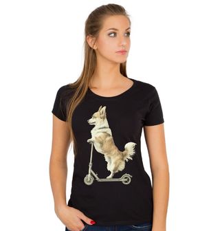 Obrázek 1 produktu Dámské tričko Corgi na Koloběžce