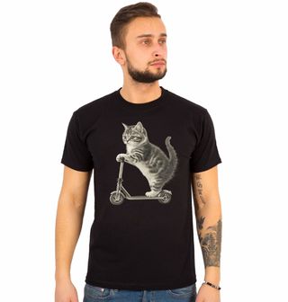 Obrázek 1 produktu Pánské tričko Britská krátkosrstá Kočka na Koloběžce