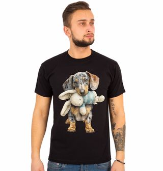 Obrázek 1 produktu Pánské tričko Jezevčík s Plyšovým Králíkem