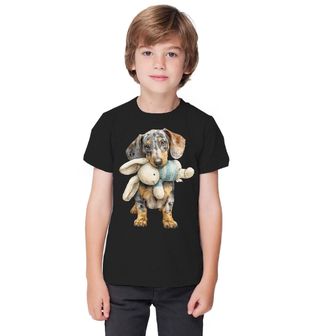 Obrázek 1 produktu Dětské tričko Jezevčík s Plyšovým Králíkem