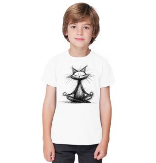 Obrázek 1 produktu Dětské tričko Meditující Kočka Skica