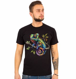 Obrázek 1 produktu Pánské tričko Barevný Chameleon na Větvi
