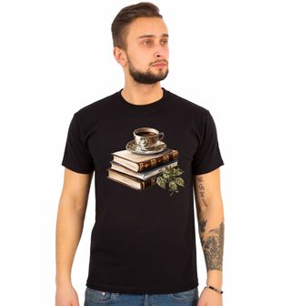 Obrázek 1 produktu Pánské tričko Knihy s Šálkem Kávy