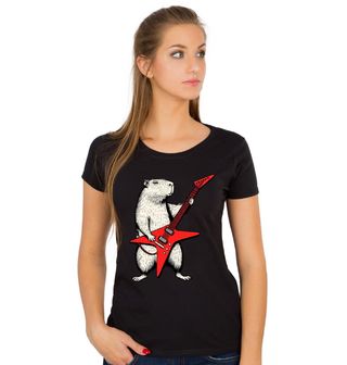 Obrázek 1 produktu Dámské tričko Divoká Kapybara s Elektrickou Kytarou