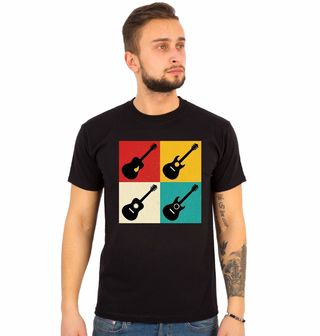 Obrázek 1 produktu Pánské tričko Čtyři druhy Kytary Retro Koláž