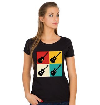 Obrázek 1 produktu Dámské tričko Čtyři druhy Kytary Retro Koláž