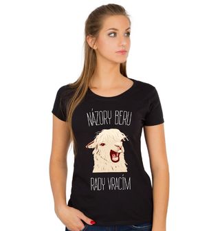 Obrázek 1 produktu Dámské tričko Lama Názory beru, rady vracím