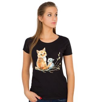 Obrázek 1 produktu Dámské tričko Kočka s Koťátkem na Větvi