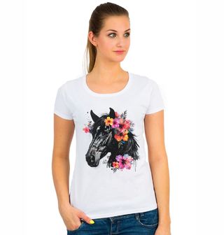 Obrázek 1 produktu Dámské tričko Černý Kůň s Tropickými Květinami