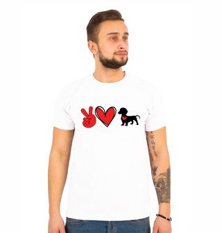 Obrázek 1 produktu Pánské tričko Psí Mír a Láska Jezevčík Peace Love Dachshund