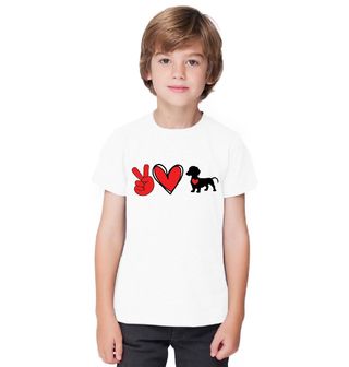 Obrázek 1 produktu Dětské tričko Psí Mír a Láska Jezevčík Peace Love Dachshund