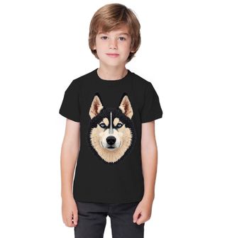 Obrázek 1 produktu Dětské tričko Černý Háčkovaný Sibiřský husky