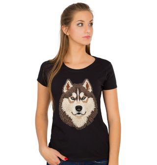Obrázek 1 produktu Dámské tričko Hnědý Háčkovaný Sibiřský husky