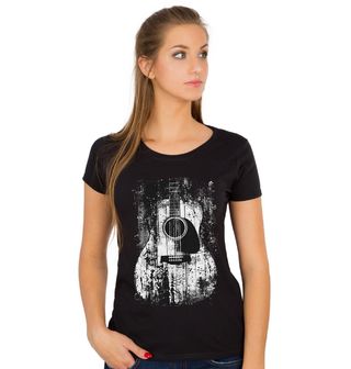 Obrázek 1 produktu Dámské tričko Vintage Dřevěná Akustická Kytara