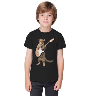 Obrázek 1 produktu Dětské tričko Mourovatá Kočka s Elektrickou Kytarou