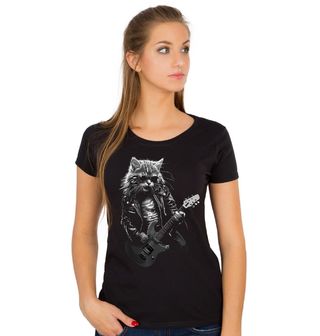 Obrázek 1 produktu Dámské tričko Rockový Kocour s Kytarou