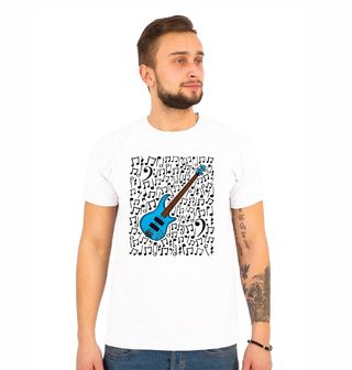 Obrázek 1 produktu Pánské tričko Modrá Baskytara v Rytmu Not