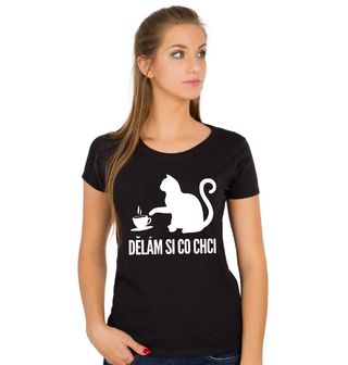 Obrázek 1 produktu Dámské tričko Kočka s Kávou Dělám si co chci!