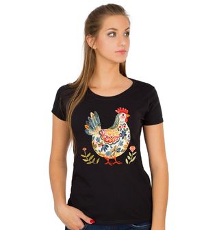 Obrázek 1 produktu Dámské tričko Velikonoční Slepice s Ornamenty Folk