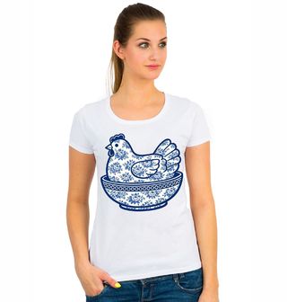 Obrázek 1 produktu Dámské tričko Květinová Slepice z Porcelánu Folk