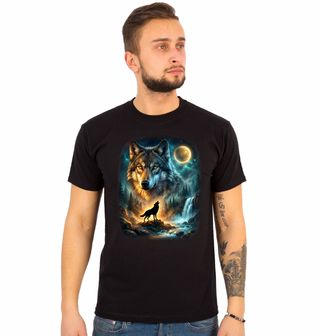 Obrázek 1 produktu Pánské tričko Vlk ve Zlaté Záři Úplňku