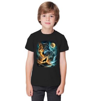 Obrázek 1 produktu Dětské tričko Vlk ve Zlaté Záři Úplňku