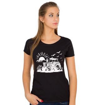 Obrázek 1 produktu Dámské tričko Traktor na Poli při Východu Slunce
