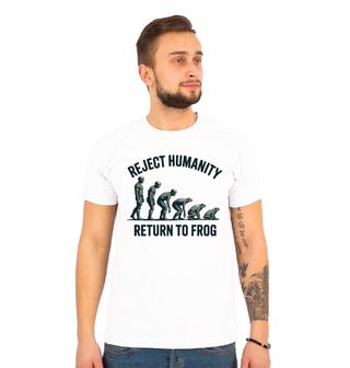 Obrázek 1 produktu Pánské tričko Evoluce Žáby Odmítni lidství, vrať se k žábě