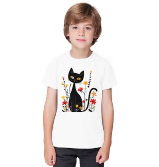 Obrázek 1 produktu Dětské tričko Elegantní Kočka v Květinách