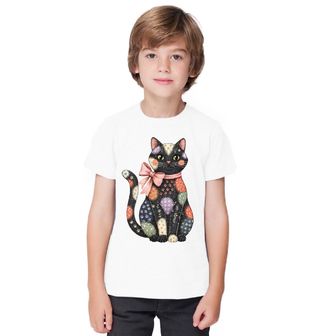 Obrázek 1 produktu Dětské tričko Záplatovaná Kočka s Mašlí