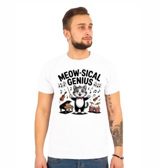 Obrázek 1 produktu Pánské tričko Kočičí Dirigent Hudební Génius Meow-sical Genius