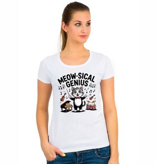 Obrázek 1 produktu Dámské tričko Kočičí Dirigent Hudební Génius Meow-sical Genius