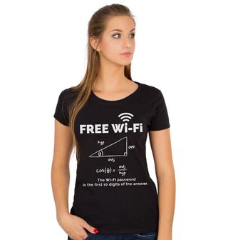 Obrázek 1 produktu Dámské tričko Free WiFi Heslo k WiFi je prvních 10 číslic výsledku