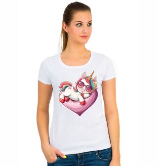 Obrázek 1 produktu Dámské tričko Spící Jednorožec na Srdci