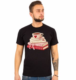 Obrázek 1 produktu Pánské tričko Háčkované Knihy s Šálkem Kávy