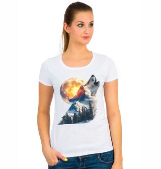 Obrázek 1 produktu Dámské tričko Vlk Vyjící na Měsíc